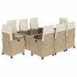 Preview: 9-tlg. Garten-Essgruppe mit Kissen Beige Poly Rattan