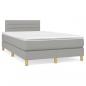 Preview: ARDEBO.de - Boxspringbett mit Matratze & LED Hellgrau 120x190 cm Stoff