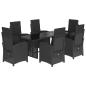 Preview: 7-tlg. Garten-Essgruppe mit Kissen Schwarz Poly Rattan