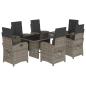 Preview: 7-tlg. Garten-Essgruppe mit Kissen Grau Poly Rattan