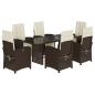 Preview: 7-tlg. Garten-Essgruppe mit Kissen Braun Poly Rattan