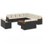 Preview: 14-tlg. Garten-Sofagarnitur mit Kissen Schwarz Poly Rattan