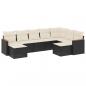 Preview: 9-tlg. Garten-Sofagarnitur mit Kissen Schwarz Poly Rattan