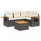 Preview: 5-tlg. Garten-Sofagarnitur mit Kissen Schwarz Poly Rattan
