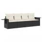 Preview: 4-tlg. Garten-Sofagarnitur mit Kissen Schwarz Poly Rattan
