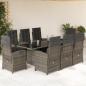 Preview: ARDEBO.de - 9-tlg. Garten-Essgruppe mit Kissen Grau Poly Rattan