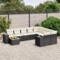 Preview: ARDEBO.de - 10-tlg. Garten-Sofagarnitur mit Kissen Schwarz Poly Rattan