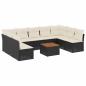Preview: 10-tlg. Garten-Sofagarnitur mit Kissen Schwarz Poly Rattan