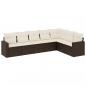 Preview: 7-tlg. Garten-Sofagarnitur mit Kissen Braun Poly Rattan