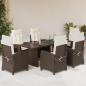 Preview: ARDEBO.de - 7-tlg. Garten-Essgruppe mit Kissen Braun Poly Rattan