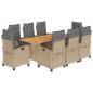 Preview: 9-tlg. Garten-Essgruppe mit Kissen Beigemischung Poly Rattan