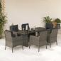 Preview: ARDEBO.de - 7-tlg. Garten-Essgruppe mit Kissen Grau Poly Rattan
