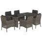 Preview: 7-tlg. Garten-Essgruppe mit Kissen Grau Poly Rattan