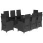 Preview: 9-tlg. Garten-Essgruppe mit Kissen Schwarz Poly Rattan