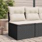 Preview: ARDEBO.de - Gartensessel ohne Armlehnen mit Kissen Schwarz Poly Rattan