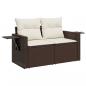 Preview: Gartensofa mit Kissen 2-Sitzer Braun Poly Rattan