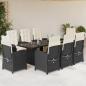 Preview: ARDEBO.de - 9-tlg. Garten-Essgruppe mit Kissen Schwarz Poly Rattan