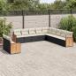 Preview: ARDEBO.de - 11-tlg. Garten-Sofagarnitur mit Kissen Schwarz Poly Rattan