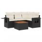 Preview: 5-tlg. Garten-Sofagarnitur mit Kissen Schwarz Poly Rattan