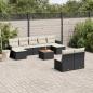 Preview: ARDEBO.de - 10-tlg. Garten-Sofagarnitur mit Kissen Schwarz Poly Rattan
