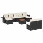 Preview: 10-tlg. Garten-Sofagarnitur mit Kissen Schwarz Poly Rattan