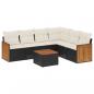 Preview: 7-tlg. Garten-Sofagarnitur mit Kissen Schwarz Poly Rattan