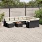 Preview: ARDEBO.de - 11-tlg. Garten-Sofagarnitur mit Kissen Schwarz Poly Rattan