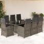 Preview: ARDEBO.de - 9-tlg. Garten-Essgruppe mit Kissen Grau Poly Rattan