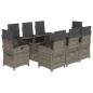 Preview: 9-tlg. Garten-Essgruppe mit Kissen Grau Poly Rattan