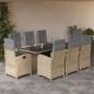 Preview: ARDEBO.de - 9-tlg. Garten-Essgruppe mit Kissen Beigemischung Poly Rattan