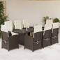 Preview: ARDEBO.de - 9-tlg. Garten-Essgruppe mit Kissen Braun Poly Rattan