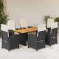 Preview: ARDEBO.de - 7-tlg. Garten-Essgruppe mit Kissen Schwarz Poly Rattan