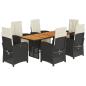 Preview: 7-tlg. Garten-Essgruppe mit Kissen Schwarz Poly Rattan