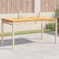 Preview: ARDEBO.de - Gartentisch Beige 140x80x75 cm Poly Rattan Akazienholz
