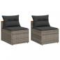 Preview: Gartensofas ohne Armlehnen mit Kissen 2 Stk. Grau Poly Rattan