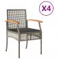 Preview: Gartenstühle mit Kissen 4 Stk. Grau Poly Rattan Akazienholz