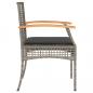 Preview: Gartenstühle mit Kissen 4 Stk. Grau Poly Rattan Akazienholz