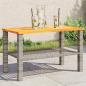 Preview: ARDEBO.de - Gartentisch Grau 70x38x42 cm Poly Rattan Akazienholz