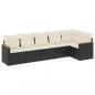 Preview: 6-tlg. Garten-Sofagarnitur mit Kissen Schwarz Poly Rattan