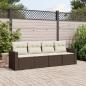 Preview: ARDEBO.de - 4-tlg. Garten-Sofagarnitur mit Kissen Braun Poly Rattan