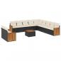 Preview: 12-tlg. Garten-Sofagarnitur mit Kissen Schwarz Poly Rattan