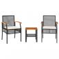 Preview: 3-tlg. Bistro-Set mit Kissen Schwarz Poly Rattan Akazienholz
