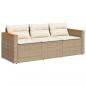 Preview: Gartensofa mit Kissen 3-Sitzer Beige Poly Rattan