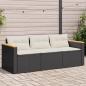 Preview: ARDEBO.de - Gartensofa mit Kissen 3-Sitzer Schwarz Poly Rattan