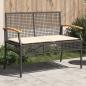 Preview: ARDEBO.de - Gartenbank mit Kissen Schwarz Poly Rattan Akazienholz