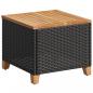 Preview: Gartentisch Schwarz 45x45x37 cm Poly Rattan Akazienholz
