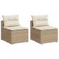 Preview: Gartensofas ohne Armlehnen mit Kissen 2 Stk. Beige Poly Rattan