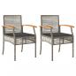 Preview: Gartenstühle mit Kissen 2 Stk. Grau Poly Rattan Akazienholz