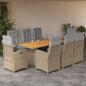 Preview: ARDEBO.de - 9-tlg. Garten-Essgruppe mit Kissen Beige Poly Rattan
