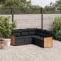 Preview: ARDEBO.de - 5-tlg. Garten-Sofagarnitur mit Kissen Schwarz Poly Rattan